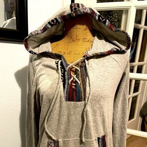 Skonhet Aztec lace up hoodie